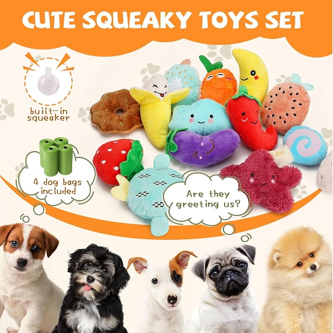 20-Pack Plush Squeaky Dog Toys for Small Dogs