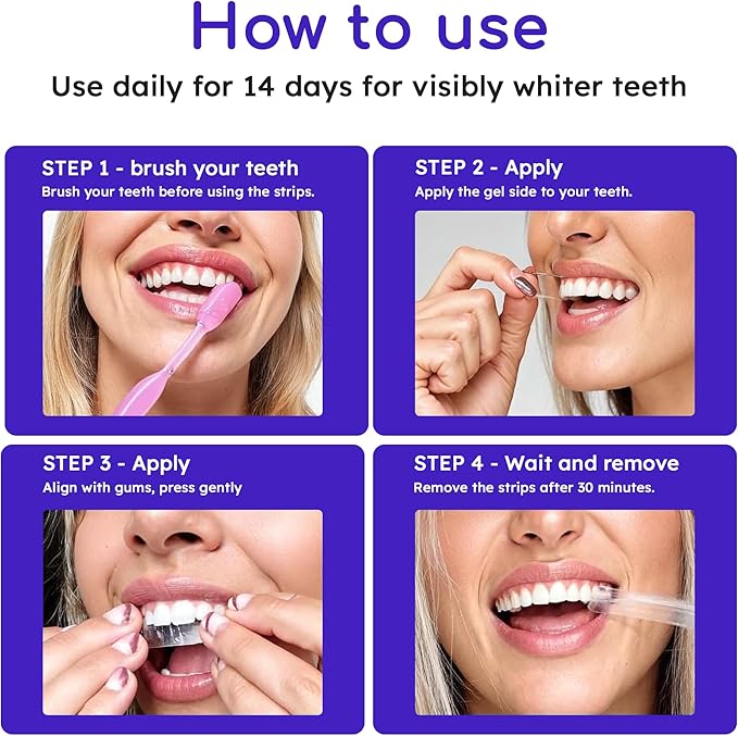 Teeth Whitening Strips for Sensitive Teeth | 14-Day Full Treatment Whitening Kit | Fast-Acting Whitening | Removes Tough Stains | Easy to Use, Comfortable Fit | Self Care & Personal Care Products
