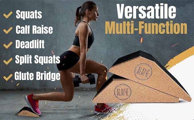 Squat Wedge Blocks (Set of 2) – Non-Slip Slant Boards for Lower Body Workouts Ankle and Calf Stretching - Yoga Blocks, Designed to Elevate Heels and Squat Support - Includes Carry Bag