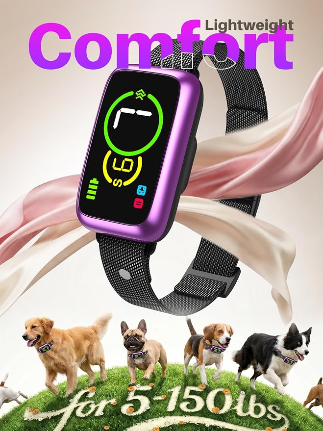Dog Bark Collar, Humane Anti Barking Device with AI Smart Detection, Beep & Vibration, 7 Sensitivity Levels, Rechargeable No Bark Collar for Small Medium Large Dogs IP67 Waterproof