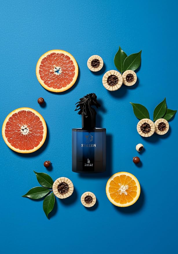 ARIAZ Stallion Men Eau De Parfum 3.4 Oz - Citrus Woody Cologne with Grapefruit, Ambrox, Woodsy Notes, Musk - Bright Daytime Fragrance for Summer