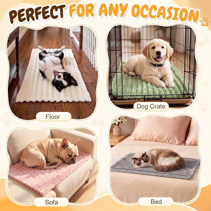 Irenare 4 Pack Fleece Pet Blanket for Large Dog Cat Cage Pad, 30 x 40 Inch | Fluffy Faux Rabbit Fur Washable Soft Plush Blanket Furniture Couch Bed Travel Carrier, 4 Colors