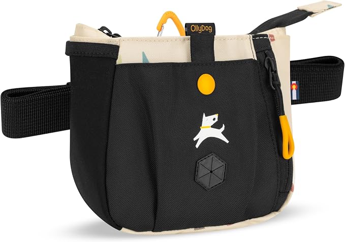 OllyDog Backcountry Day Bag | Dog Training Treat Pouch | Eco-Friendly Recycled Fabric Fanny Pack with Zipper Closure, Built-in Poop Bag Dispenser & Adjustable Waist Belt (Terrazzo)