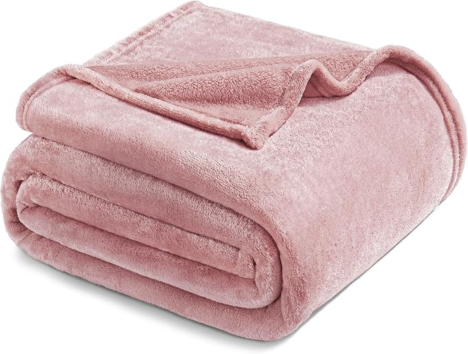 Exclusivo Mezcla Soft Large Fleece Throw Blanket for Couch, Dusty Pink | 50x70 Inches, Double-Sided Brushed Flannel, Lightweight Plush Cozy Blanket for Home Decor, All Season, Machine Washable