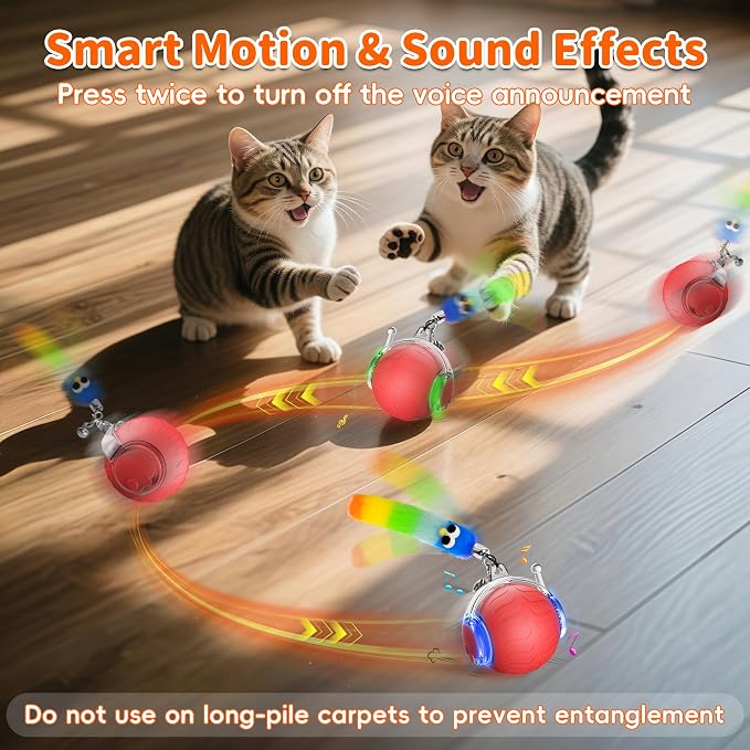 UPSKY Interactive Cat Toy, Smart Moving Cat Ball Toys for Indoor Cats
