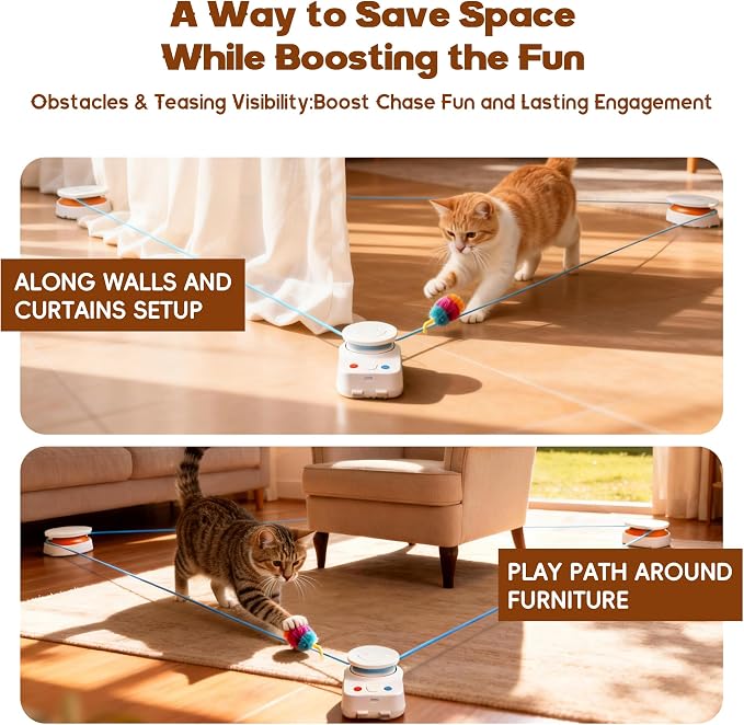 Interactive Cat Toy for Indoor Cat,Automatic Treadmill for Exercise | Automatic Moving Cat Chase Toy with Auto/Manual Control for Indoor Exercise, Mental Stimulation, for Cats and Kittens.(H1K2)