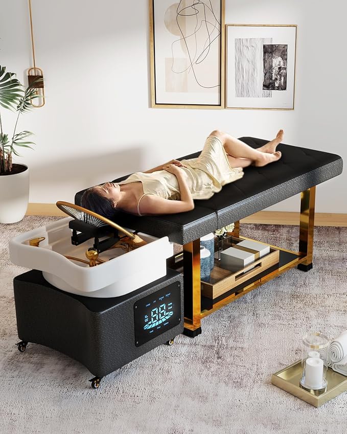 Artist Hand Head Spa Equipment, Waterfall Head Spa System, Shampoo Bowl, Constant Temperature System, Shower Pressure Adjustment for Beauty Salon Spa