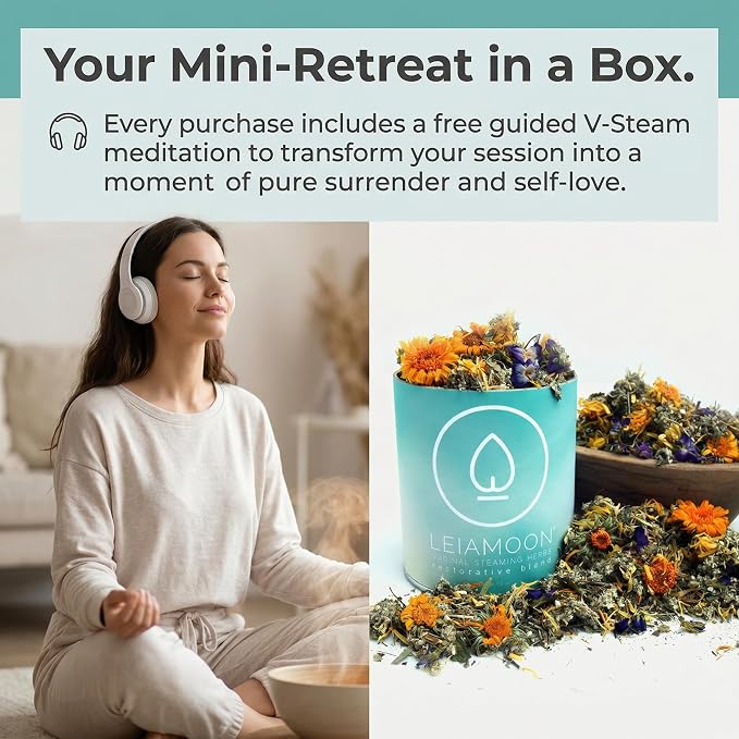 Leaimoon Yoni Steamer for Women, 1.5 oz Vaginal Steam Herbs Blend — V Steam Kit, Herbal Cleanse for Postpartum Care, Regulating and Balancing, Up to 11 Sessions, Made in USA