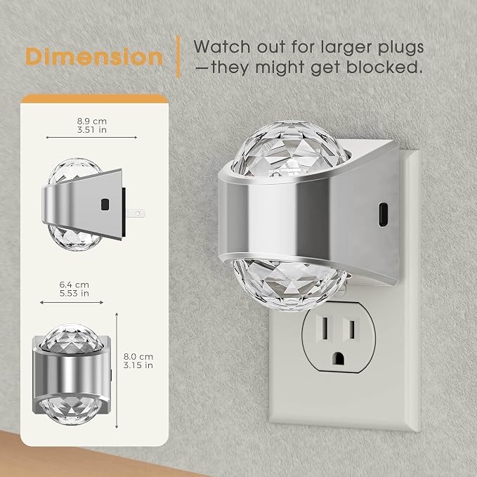 Night Lights Plug into Wall, Projector Night Light for Bedroom | Silver Night Light Projector for Kids, 9-Color RGB Galaxy Nightlight, Dusk to Dawn Sensor for Bathroom,Home Gaming Room Decor