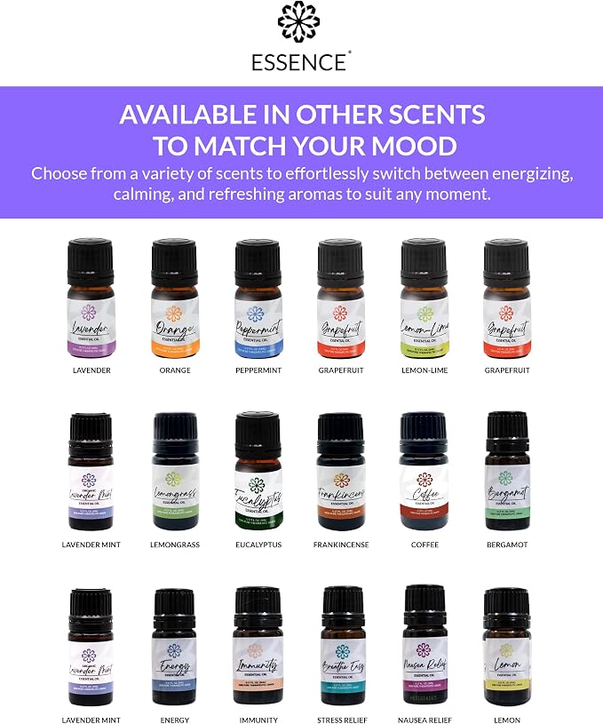 Essence Pearl Travel Case | Lavender Mint Essential Oil | Aromatherapy Nasal Diffuser & Essential Oil Carrying Case | Lavender & Peppermint Oil Blend | Travel-Friendly Kit | Black Pod