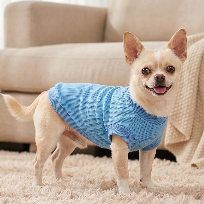3 Pack Dog Shirt for Small Supplies Functional Waffle Dog Clothes Warm Soft Sweatshirt Outfit for Dogs Cats Pet Apparel