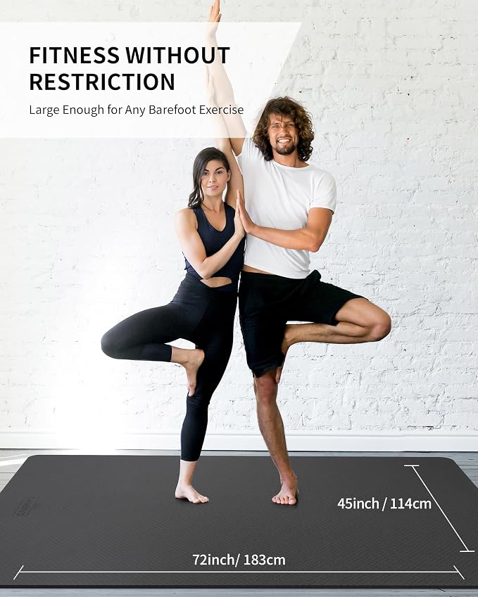 CAMBIVO Yoga Mat 72" x 48" Large Workout Mat for Home Gym Flooring | 6mm-12mm (0.24"-0.48") Extra Thick Exercise Mat for Apartment Fitness | High-Density TPE Cushioning for Joint Protection