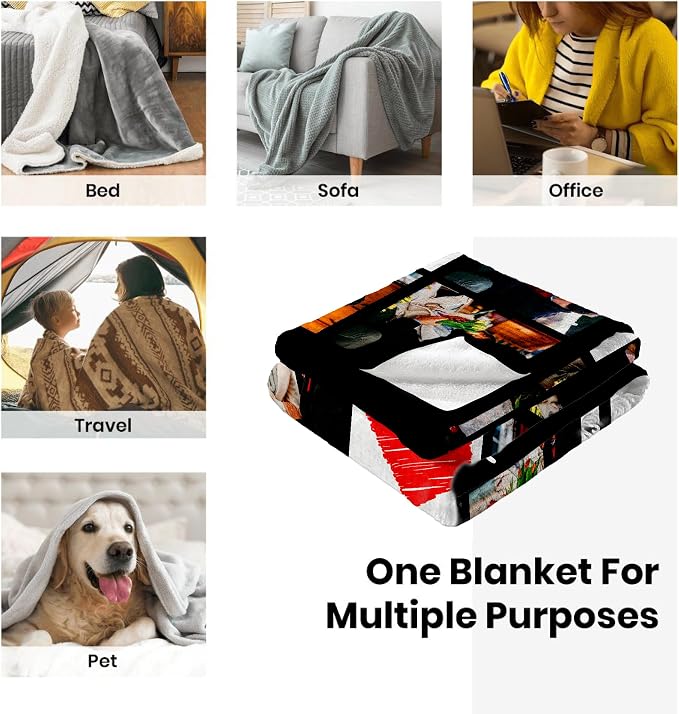 Ecactly Mother's Day Personalized Blanket Gifts for Mom from Daughter Son | I Love You Custom Couple Blanket with Photos Text, Personalized Gifts for Wife Husband Her Him Christmas Birthday
