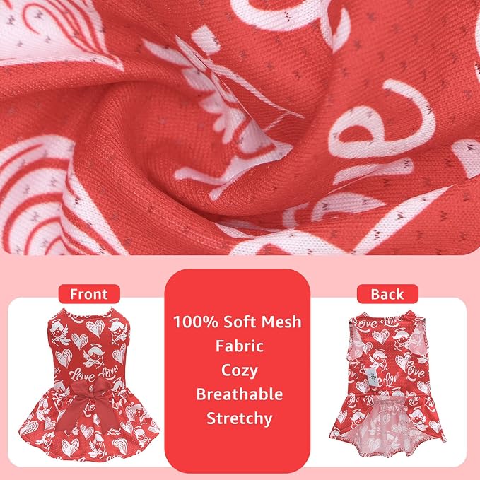 CuteBone Dog Mesh Dress Valentine's Day Puppy Sundress Pet Outfit Summer Fashion for Small Dogs Girl Cat Clothes