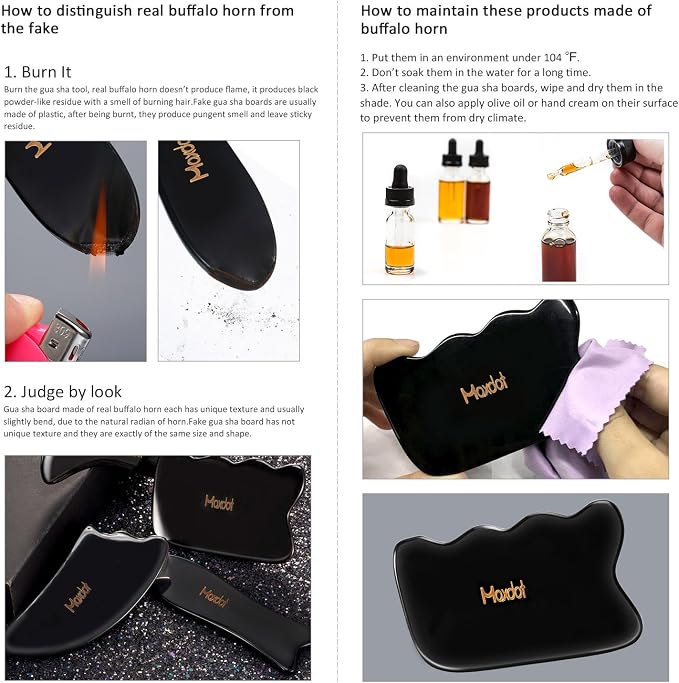 Maxdot 5 Pieces Gua Sha Massage Tools Set, Scraping Massage Tools Guasha Stone for Face Back Neck Physical Therapy