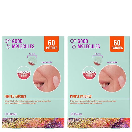 Good Molecules Pimple Patches Pack 2 – 120 Patches (60 × 2 Pack) | Ultra-Thin Hydrocolloid Acne Patches to Conceal Breakouts, Blackheads & Blemishes