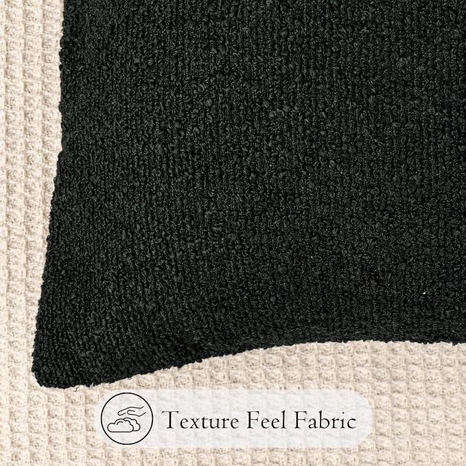 JoraLion 20x54 inch Neutral Boucle Body Pillow Cover, Black Long Pillow Cover Cozy Soft Cushion Case for Couch Sofa Bed Living Room Home Decor, Pack of 1 (Cover Only)
