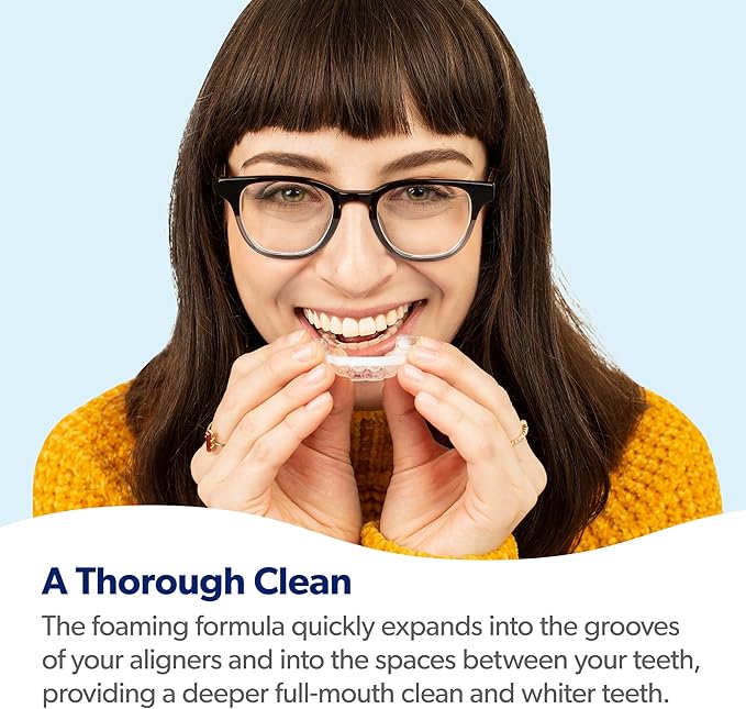 EverSmile AlignerFresh Extra Whitening Foam – Cleaner Compatible w/Invisalign and All Clear Aligners and Retainers – Eliminates Bacteria, Whitens Teeth, Fights Bad Breath – 50ml (4 Pack)