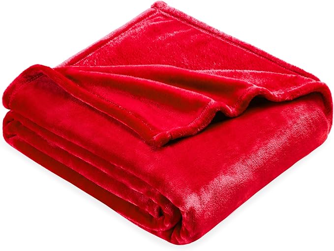 DREAMNINE Ultra Large Soft Fuzzy Flannel Fleece Blanket Queen Size 90" x 90", Decorative Solid Lightweight Fluffy Velvet Bed Blanket,Luxury Big Cute Cozy Shag Plush Microfiber Blankets for Bedroom,Red