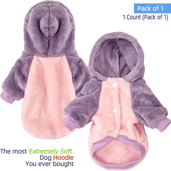 FabriCastle Dog Hooded Sweater, Dog Clothes for XXS XS Small Dogs Girl & Cats, Soft and Warm Pet Coat, Winter Pet Jacket, Doggy Apparel Costumes, Puppy Outfits Snap On Hoodies (Pink Body, X-Small)