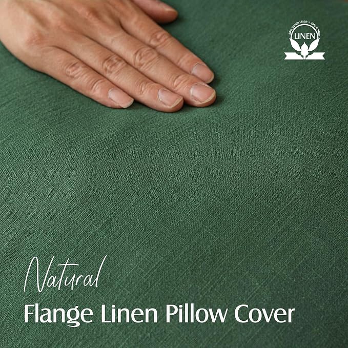 Foindtower Set of 2, Decorative Linen Solid Throw Pillow Covers Soft Accent Euro Cushion Case Farmhouse Neutral Pillowcase for Chair Couch Sofa Bedroom Living Room Home Decor 20 x 20 Inch Pine Green