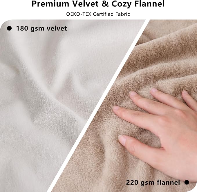 Waterproof Blanket - Reversible Dog Throw as Furniture Protector | Soft Velvet & Flannel, TPU Leak-Proof Liner, Machine Washable, Fits Couch and Bed, 68" x 82", Beige/Khaki