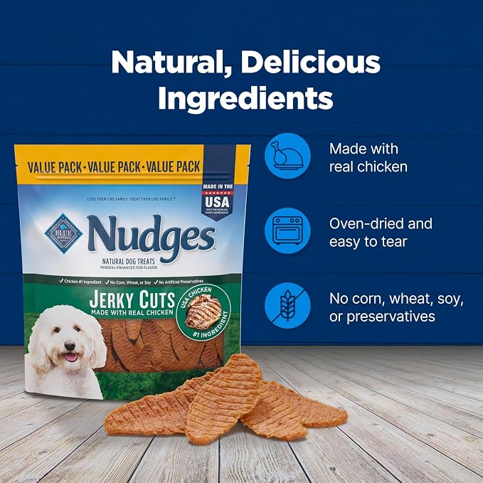Blue Buffalo Nudges Jerky Cuts Natural Dog Treats Chicken (Pack of 3)