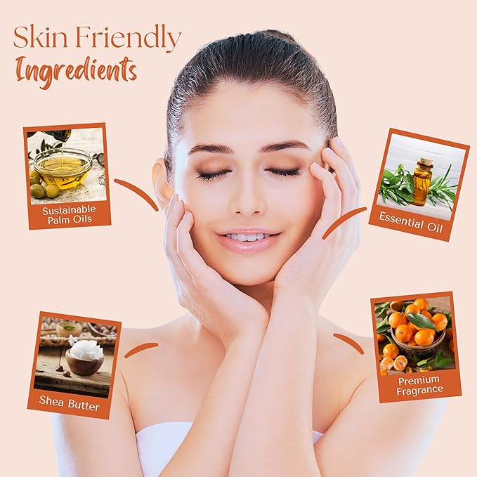 Wavertree & London Sicilian Orange Scented Natural Soap (8 Bars), 7oz Moisturizing French Triple Milled Soap Bars enriched with shea butter - Pure Plant Oil Bath & Body Soap for All Skin Types
