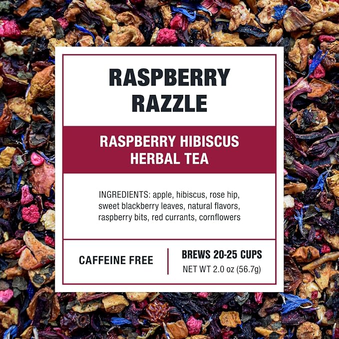 Tiesta Tea - Raspberry Razzle Tea, Loose Leaf, Raspberry Hibiscus Herbal Tea, Premium Caffeine-Free Tea Blend, Make Hot or Iced & Up to 25 Cups, 2 oz Resealable Pouch