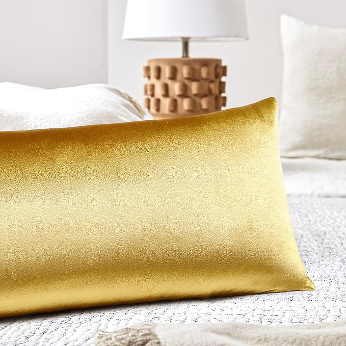 Artscope Luxury Velvet Pillow Covers Super Soft Decorative Rectangle Throw Pillow Covers Case Cushion Covers for Sofa Couch Bedroom Car Decor 14x36 Inch Shimmery Gold