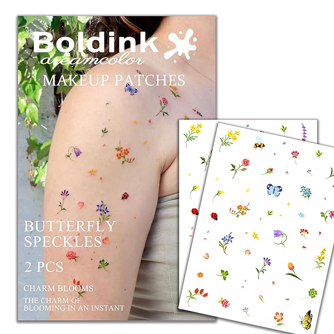 2pcs Makeup Patches,Face Makeup Patches,Beauty Face Makeup,Butterfly Patches,Waterproof Flower Patches,Temporary Facial Butterfly Patches For Women.