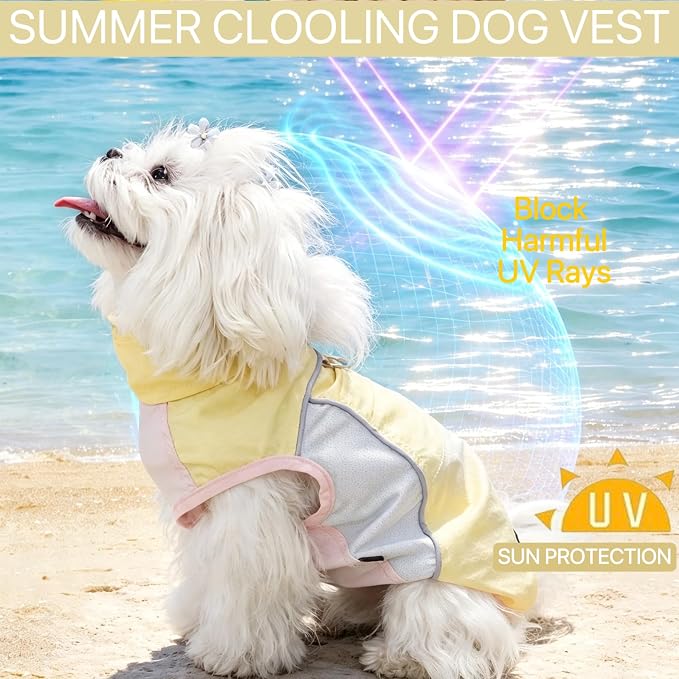 Dog Sun Protection Cooling Shirt,UPF 50+ UV Protection,Lightweight Breathable Cooling Vest, Sunblock Summer Clothes for Dogs (Cheese Yellow, XL, Pull On)