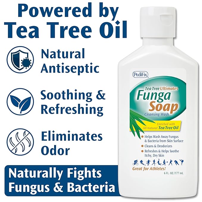 PediFix FungaSoap Tea Tree Cleansing Wash – Antifungal Body Wash & Foot Soap – All-Natural Tea Tree Oil Cleanser for Athlete’s Foot, Ringworm, Jock Itch, Body Odor & Fungus - 6 fl. oz