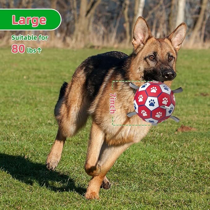 Diman Herding Ball for Dogs Large, 9 Inch Dog Soccer Ball with Straps