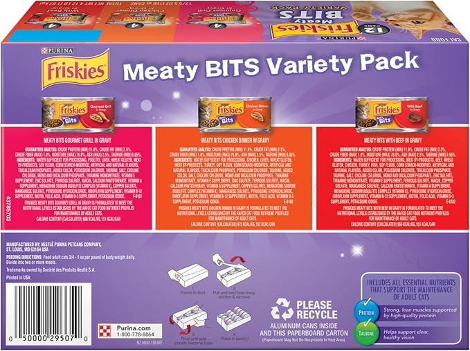 Purina Friskies Gravy Wet Cat Food Variety Pack, Meaty Bits - (2 Packs of 12) 5.5 oz. Cans