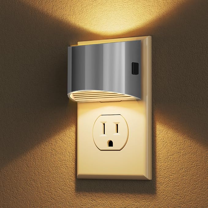 Night Light, Night Lights Plug into Wall, Adjustable, 3000K | 3 Level Brightness Adjustable Plug in Night Light, Dusk to Dawn Sensor Nightlights for Adults, Bedroom, Hallway, 2 packs