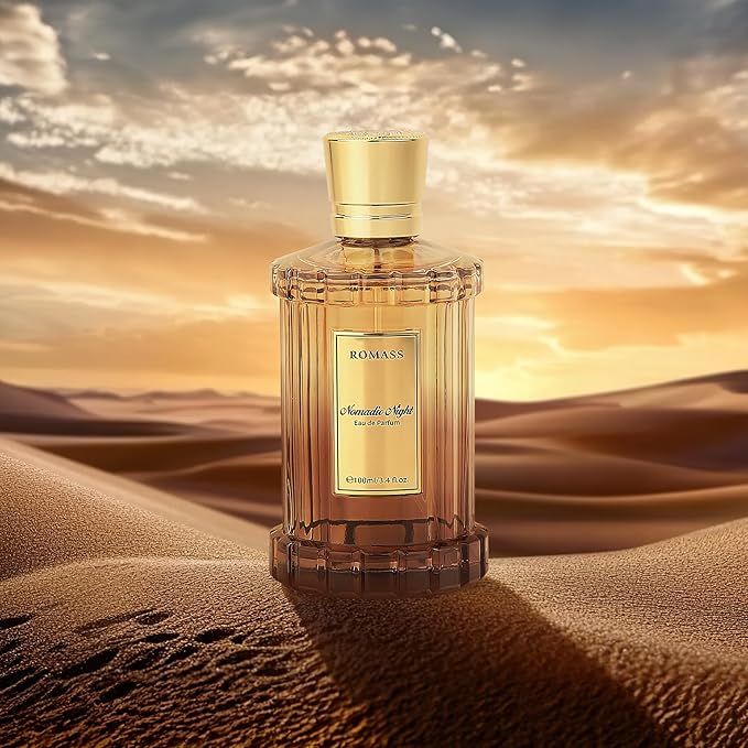 ROMASS Nomadic Night Eau de Parfum Spray - 3.4oz/100ml, Unisex Fragrance with Smoked Oud, Desert Sage, Rose & Raspberry Notes, Warm Woody Scent