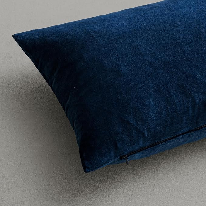MIULEE Velvet Throw Pillow Covers 16x16 Inch Pack of 2 Dark Blue | Soft Solid Small Decorative Pillow Covers, Modern Luxury Home Decor, for Couch Chair Sofa Bedroom Livingroom Car