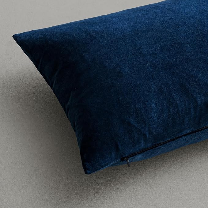 MIULEE Velvet Throw Pillow Covers 18x18 Inch Pack of 2 Dark Blue | Soft Solid Decorative Pillow Covers, Modern Luxury Home Decor, for Couch Chair Sofa Bedroom Livingroom
