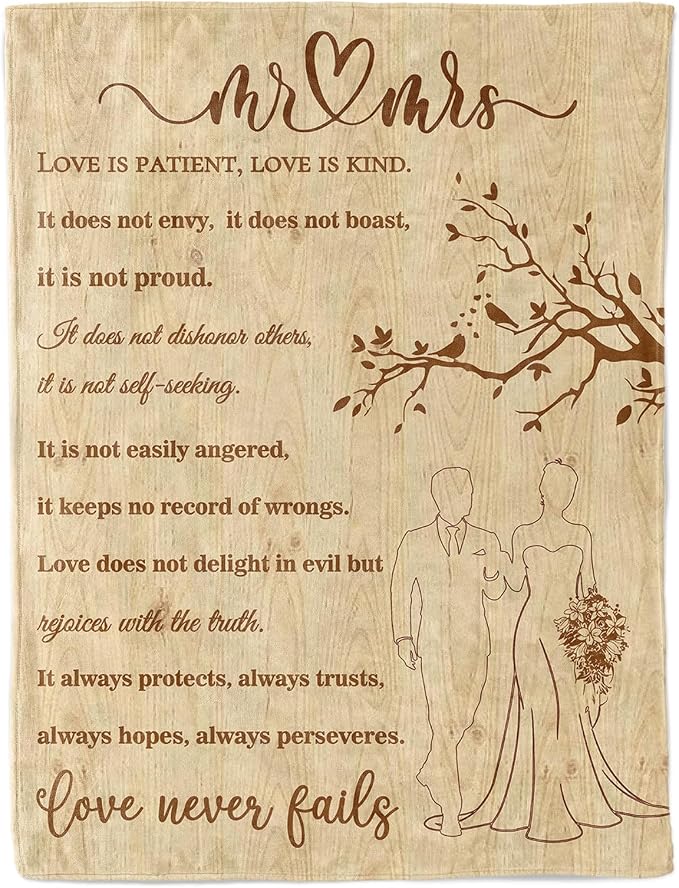 Wedding Gifts for Couples, Bridal Shower Gifts for Bride to Be Soft Blanket | Anniversary Mr and Mrs Gifts, Wedding Gifts for Newlyweds Wedding Throw Blanket 60*80 Inch (Wood)