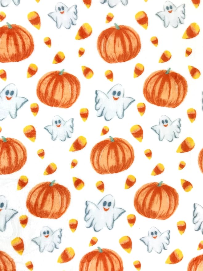 Halloween Ghost Fleece Throw Blanket, Cute Ghosts & Pumpkins, 50x70 XL size | Ultra-soft cozy flannel fleece, for sofa bed couch chair & dorms, spooky Halloween décor, durable and machine washable.