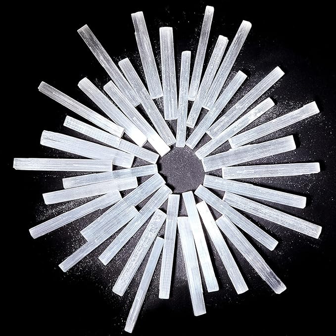 Tessco for you 36 Pieces 3.2 to 4 Inches Selenite Crystal Wands Selenite Sticks White Crystals and Healing Stones Spiritual Long Healing Crystals Stick for Reiki Energy Home Supplies