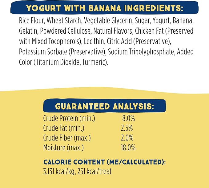 Ultra Chewy Yogurt with Banana Dog Treats, 24 Count | Double Treat Bones, Long-Lasting, Made in USA, Large and Small Breeds, Highly Digestible