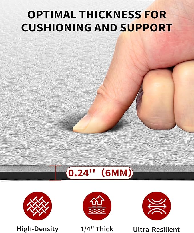 CAMBIVO Yoga Mat 72" x 48" Large Workout Mat for Home Gym Flooring | 6mm-12mm (0.24"-0.48") Extra Thick Exercise Mat for Apartment Fitness | High-Density TPE Cushioning for Joint Protection