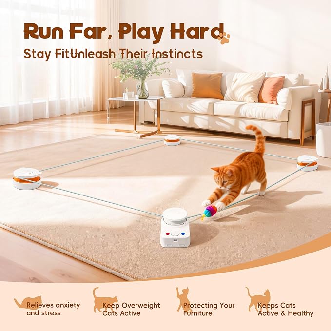 Interactive Cat Toy for Indoor Cat,Automatic Treadmill for Exercise | Automatic Moving Cat Chase Toy with Auto/Manual Control for Indoor Exercise, Mental Stimulation, for Cats and Kittens.(H1K3)