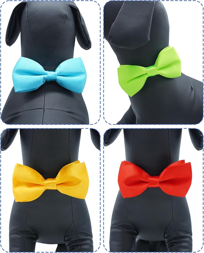 PET SHOW 12 Pack Plain Dog Bowties for Large Dogs Slide on Collar