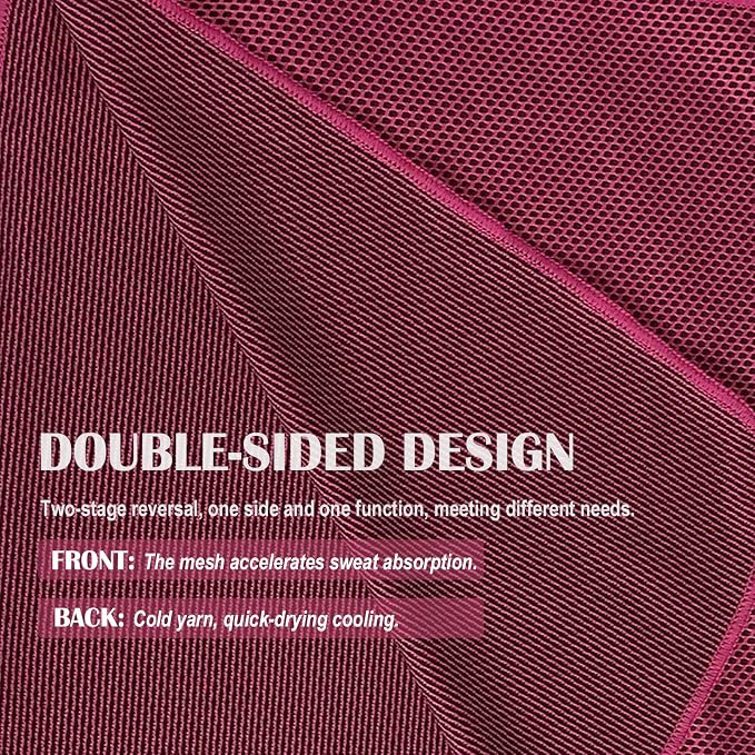 10 Pack Cooling Towels Bulk Microfiber Ice Towel Quick Dry Breathable Chilly Sweat Towel Stay Cool for Neck Face Yoga Gym Workout Running Pilates Beach with Carabin Bag, 40x12'', Rose