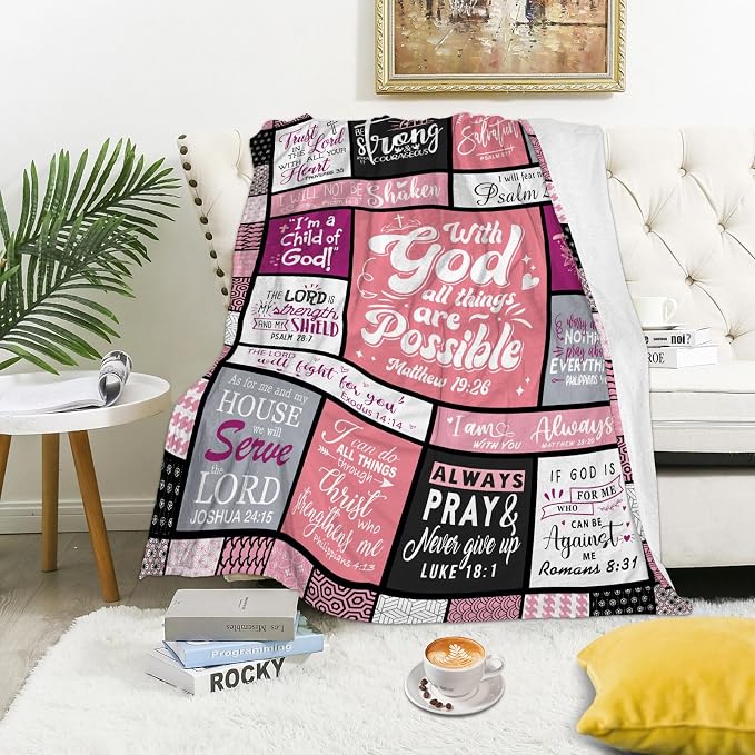 Christian Gifts for Women Blanket 60"x50", Religious Spiritual Gifts for Women, Faith Based Bible Birthday Gifts, Baptism Confirmation Gifts for Girls, Christian Graduation Gifts