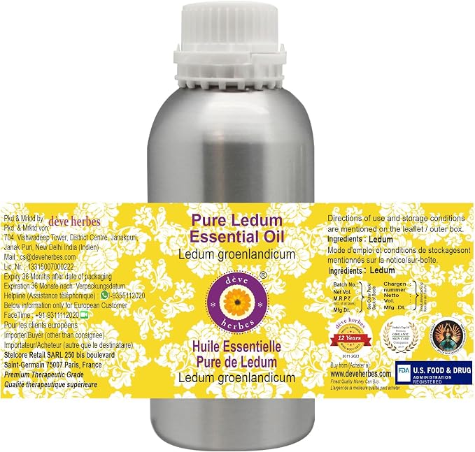 Deve Herbes Pure Ledum Essential Oil (Ledum groenlandicum) Natural Therapeutic Grade Steam Distilled 630ml (21 oz)