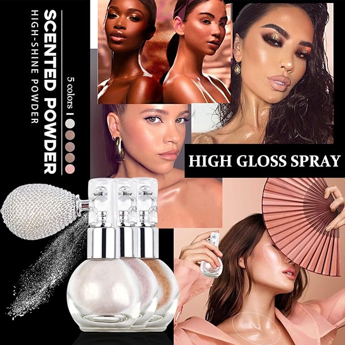 Glitter Spray, Versatile Glitter Spray for Hair and Body Cosmetic, Highlighter Powder for Women, Body Shimmer for Party, Music Festival and Wedding #Light Pink
